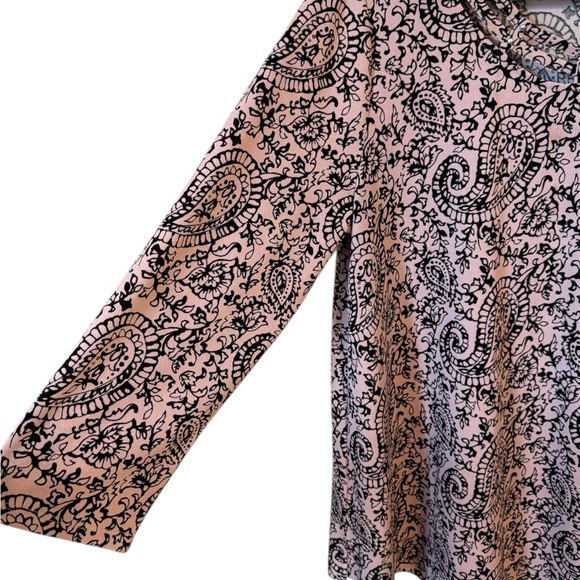 Rafaella Black/Pink Asymmetrical 3/4 Sleeve Top LARGE #T - Picture 4 of 6